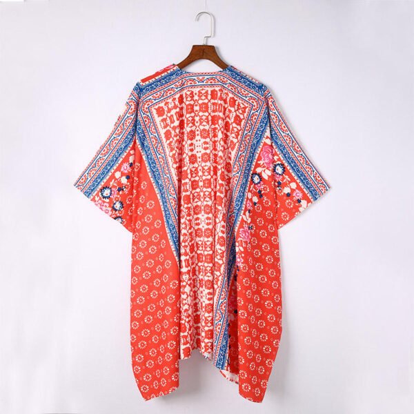 New Print Mesh Kimono Swimwear Cover-Up