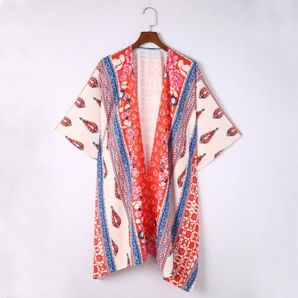 New Print Mesh Kimono Swimwear Cover-Up